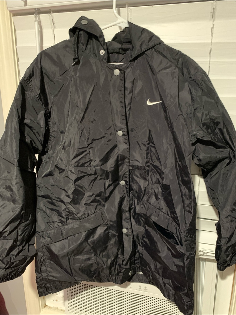 Vintage Nike Black Hooded Bomber Windbreaker Jacket
